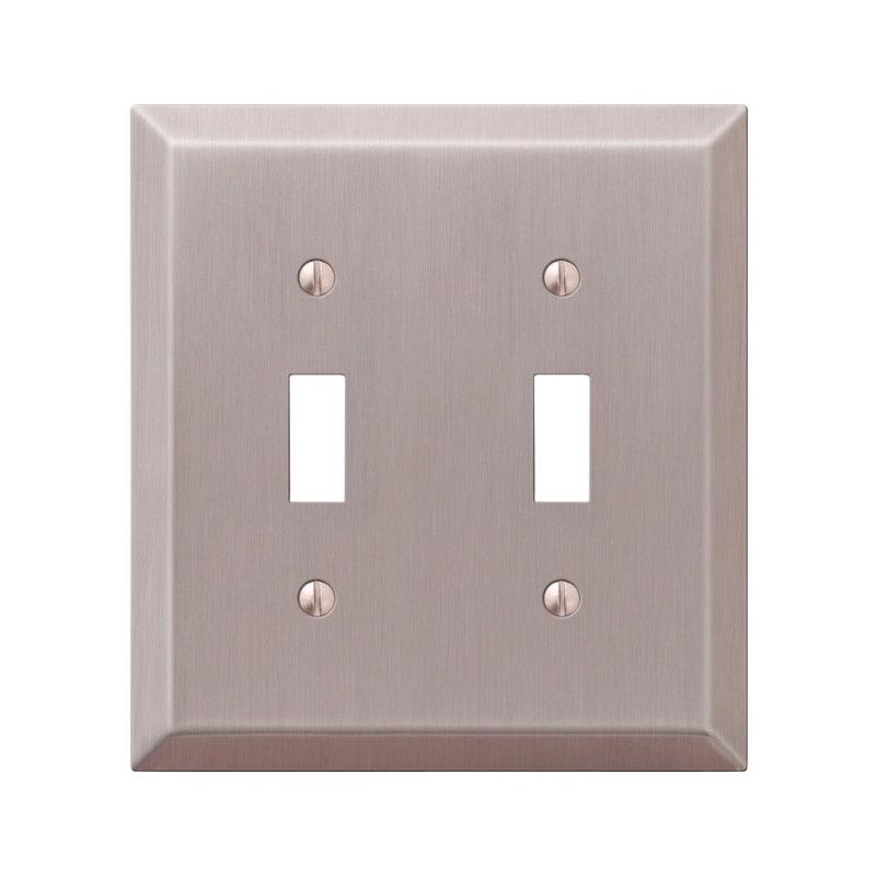 Amerelle Century Brushed Nickel 2 gang Stamped Steel Toggle Wall Plate 1 pk