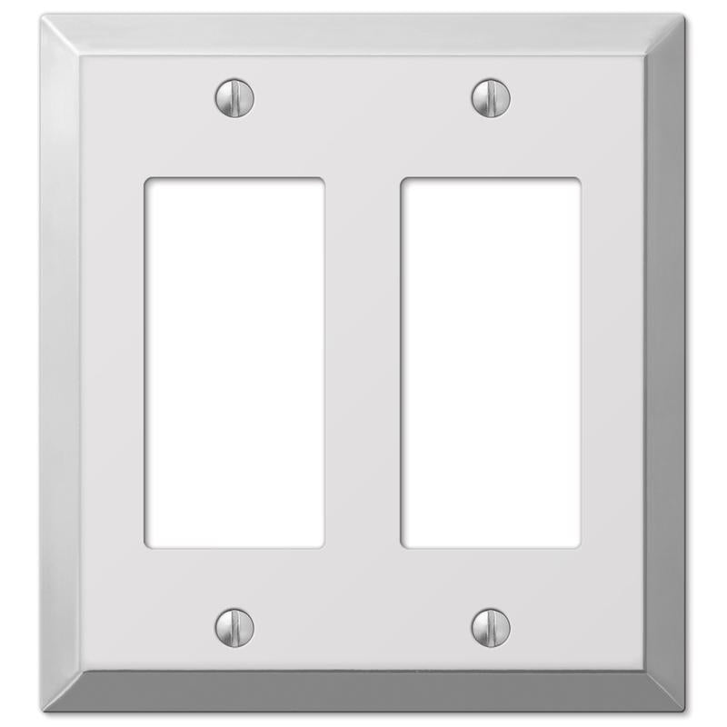 Amerelle Century Polished Chrome 2 gang Stamped Steel Decorator Wall Plate 1 pk