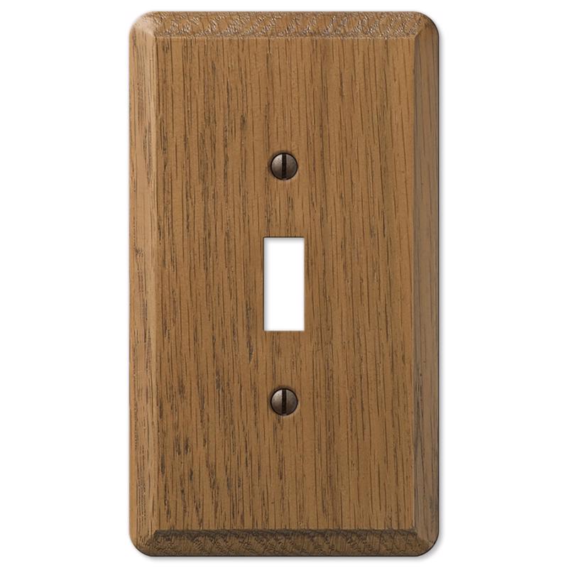 Amerelle Contemporary Medium Brown 1 gang Oak Wood Toggle Wall Plate 1 pk