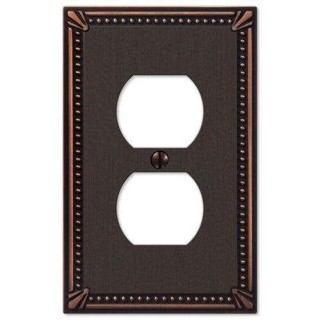 Amerelle Imperial Bead Aged Bronze 1 gang Die-Cast Metal Duplex Wall Plate 1 pk