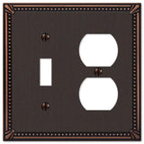 Amerelle Imperial Bead Aged Bronze 2 gang Die-Cast Metal Toggle Wall Plate 1 pk