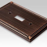 Amerelle Imperial Bead Aged Bronze 2 gang Die-Cast Metal Toggle Wall Plate 1 pk