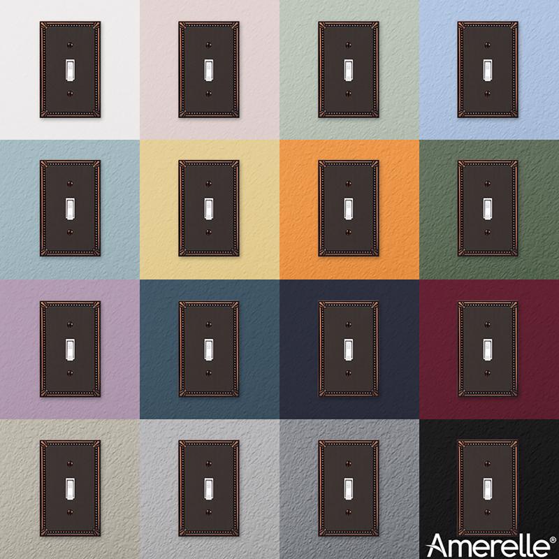 Amerelle Imperial Bead Aged Bronze 1 gang Die-Cast Metal Toggle Wall Plate 1 pk