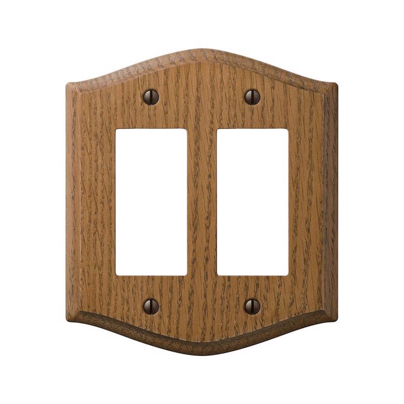 Amerelle Country Medium Brown 2 gang Oak Wood Decorator Wall Plate 1 pk