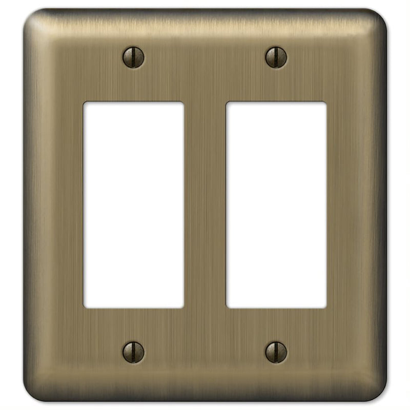 Amerelle Devon Brushed Brass 2 gang Stamped Steel Decorator Wall Plate 1 pk