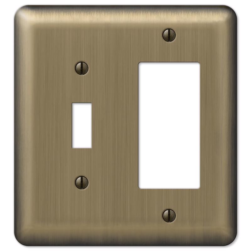 Amerelle Devon Brushed Brass 2 gang Stamped Steel Decorator/Toggle Wall Plate 1 pk