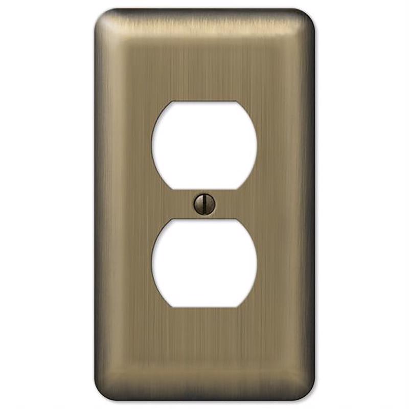 Amerelle Devon Brushed Brass 1 gang Stamped Steel Duplex Wall Plate 1 pk