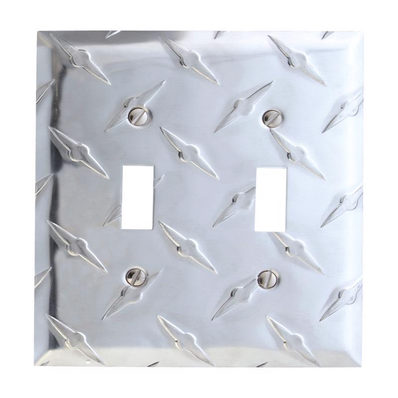 Amerelle Diamond Silver 2 gang Stamped Aluminum Toggle Wall Plate 1 pk