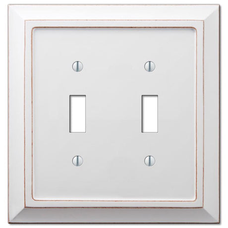 Amerelle Savannah White 2 gang Wood Toggle Wall Plate 1 pk