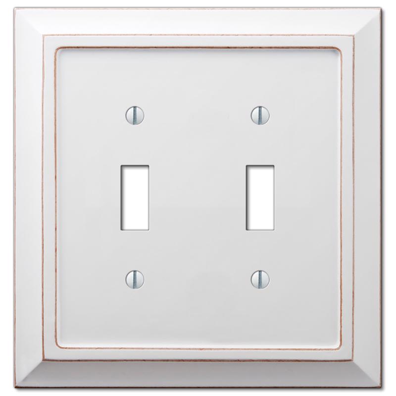 Amerelle Savannah White 2 gang Wood Toggle Wall Plate 1 pk