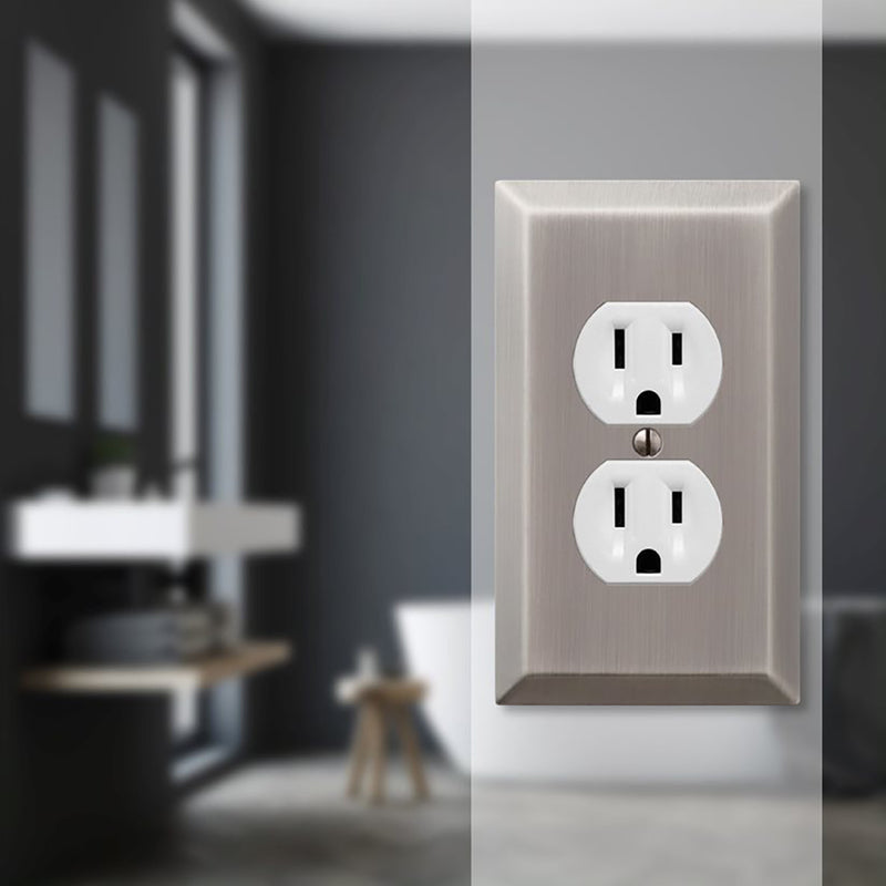 Amerelle Century Antique Nickel 1 gang Stamped Steel Duplex Wall Plate 1 pk