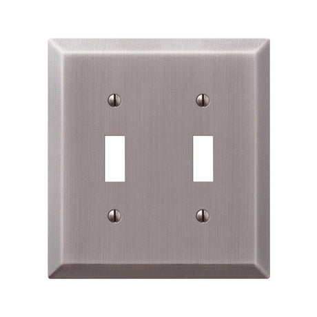 Amerelle Century Antique Nickel 2 gang Stamped Steel Toggle Wall Plate 1 pk