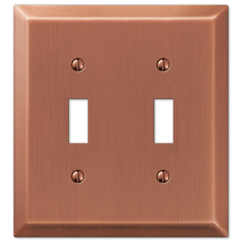Amerelle Century Antique Copper 2 gang Stamped Steel Toggle Wall Plate 1 pk
