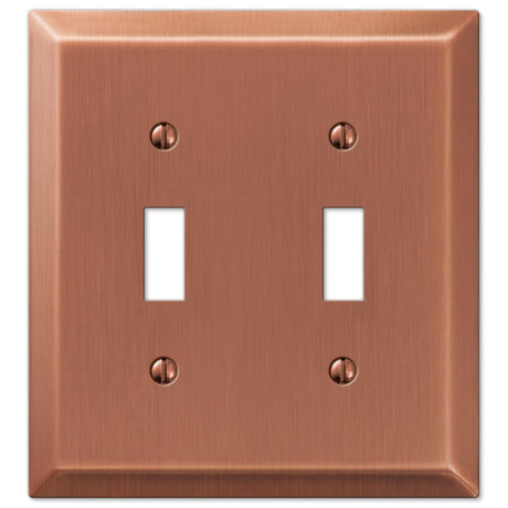Amerelle Century Antique Copper 2 gang Stamped Steel Toggle Wall Plate 1 pk