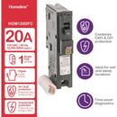 Square D HomeLine 20 amps Dual Function (CAFCI and GFCI) Single Pole Circuit Breaker