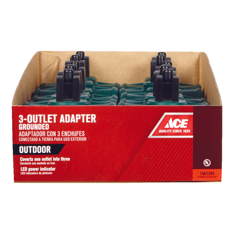 Ace Grounded 3 outlets Adapter 1 pk