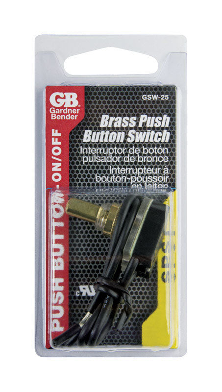 Gardner Bender 6 amps Single Pole Push Button Switch Brass 1 pk