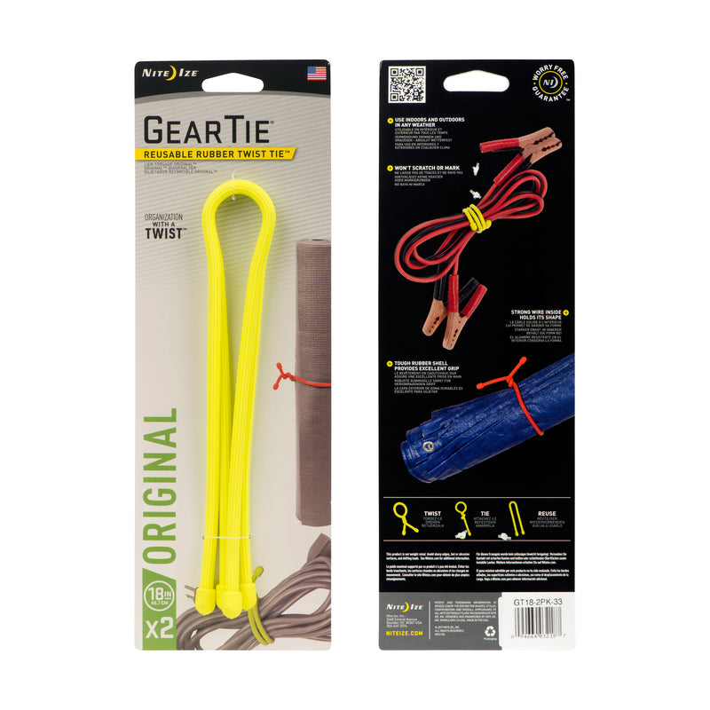 Nite Ize Gear Tie 18 in. L Yellow Twist Ties 2 pk