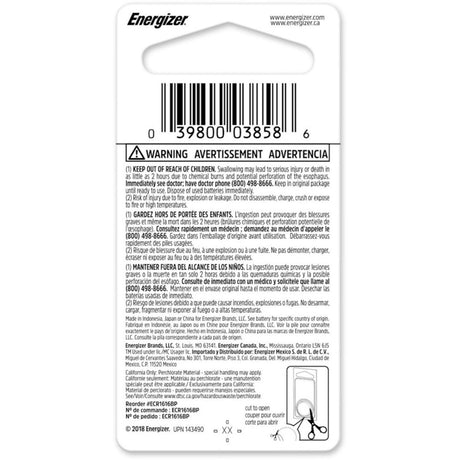 Energizer Lithium 1616 3 V Keyless Entry Battery 1 pk