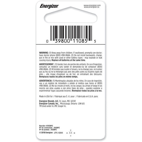 Energizer Silver Oxide 384/392 1.5 V 0.04 mAh Electronic/Thermometer/Watch Battery 1 pk