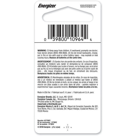 Energizer Silver Oxide 377 1.55 V 0.02 mAh Electronic/Watch Battery 1 pk