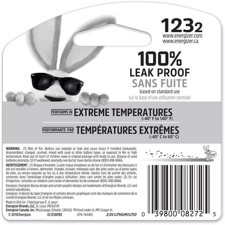 Energizer Lithium 123 3 V 1.5 mAh Camera Battery 2 pk