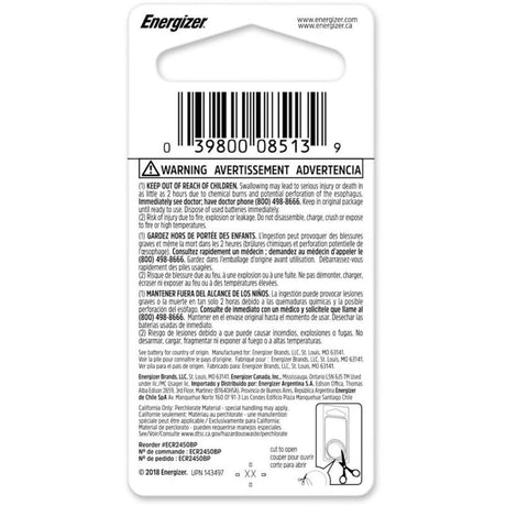 Energizer Lithium 2450 3 V Keyless Entry Battery 1 pk
