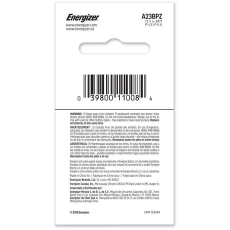 Energizer Alkaline A23 12 V 0.05 mAh Electronics Battery 1 pk