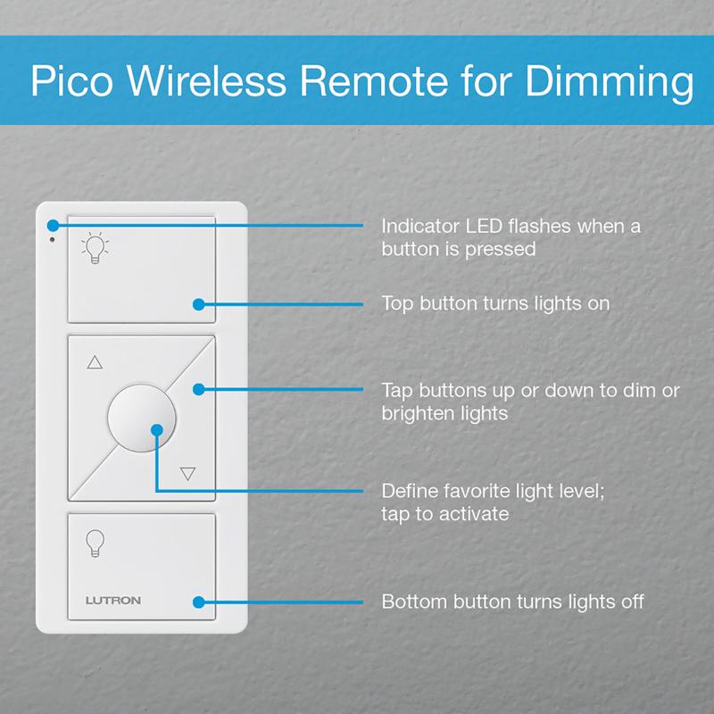 Lutron Caseta White 150 W Wireless Dimmer Switch w/Remote Control 1 pk
