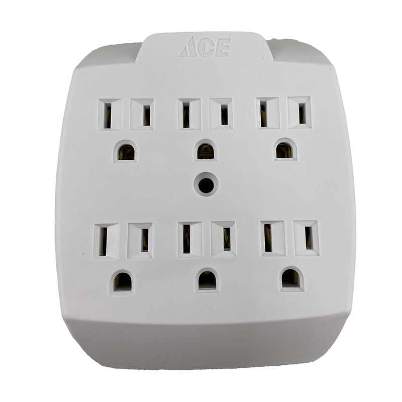ADAPTER 6-OUTLET WHT 15A