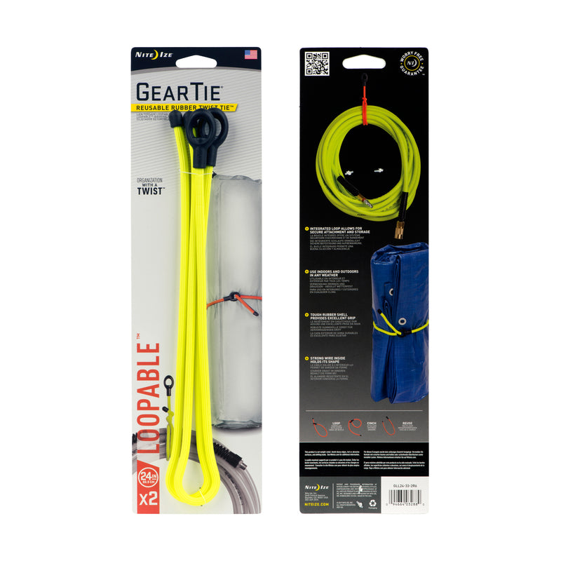 Nite Ize Gear Tie 24 in. L Yellow Twist Ties 2 pk