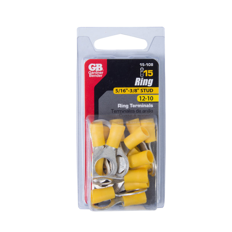 Gardner Bender 12-10 Ga. Insulated Ring Terminal Yellow 15 pk