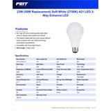 Feit Enhance A21 E26 (Medium) LED Bulb Soft White 50/100/150 Watt Equivalence 1 pk
