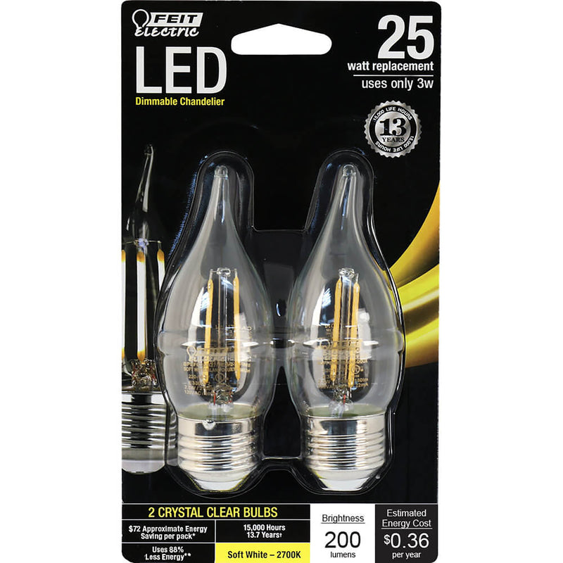 LED CA10 E26 SW 25W 2PK