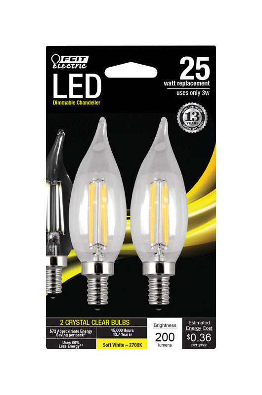 LED CA10 E12 SW 25W 2PK