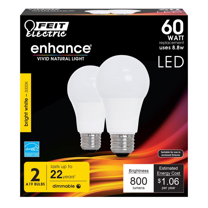 LED A19 E26 WW 60W 2PK