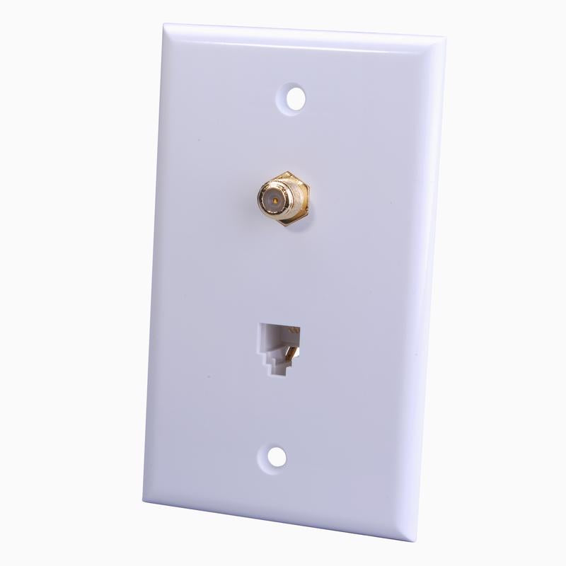Monster Just Hook It Up White 1 gang Plastic Coax/Phone Wall Plate 1 pk