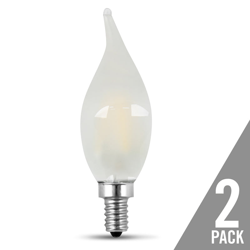 Feit CA10 (Flame Tip) E12 (Candelabra) LED Bulb Soft White 40 Watt Equivalence 2 pk