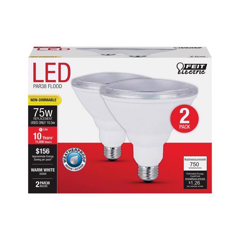 Feit PAR38 E26 (Medium) LED Bulb Warm White 75 Watt Equivalence 2 pk