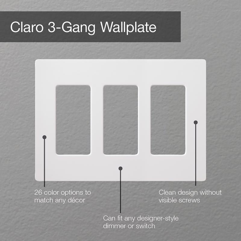 Lutron Claro White 3 gang Plastic Decorator Wall Plate 1 pk