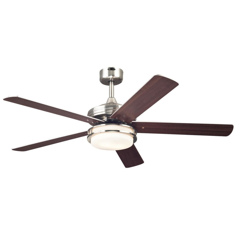 Westinghouse Castle 52 in. Brushed Nickel Brown LED Indoor Ceiling Fan