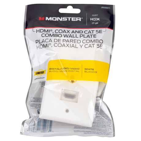Monster Just Hook It Up White 1 gang Plastic Coaxial Wall Plate 1 pk