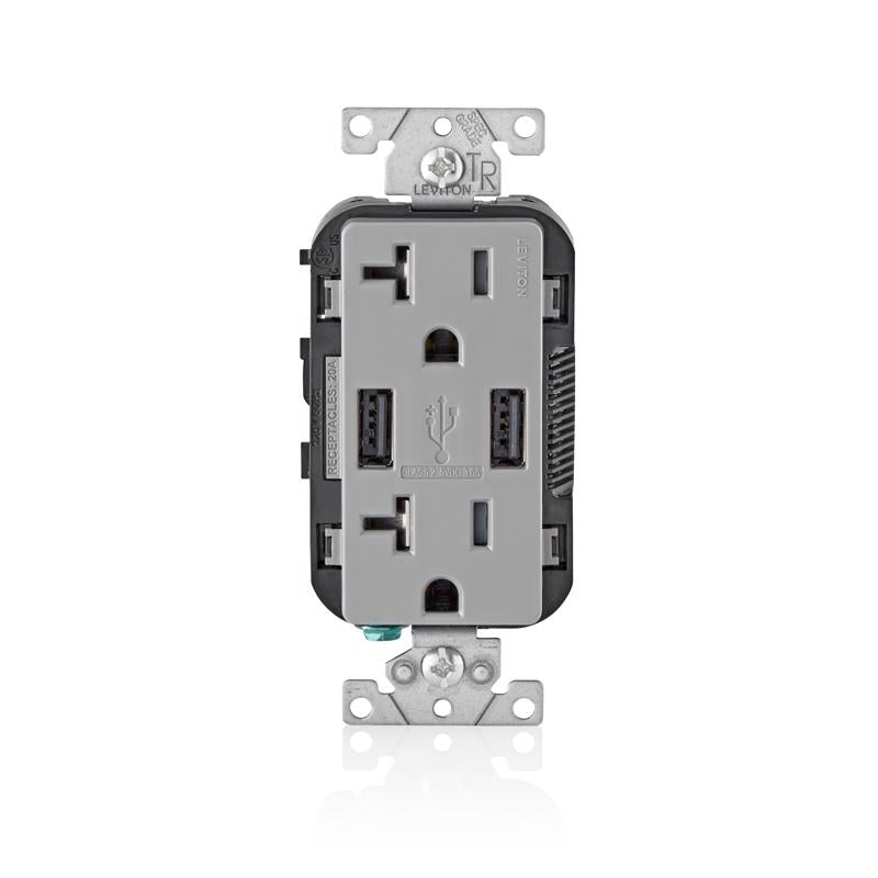 USB OUTLET 20AMP GRAY