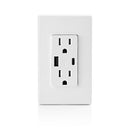 Leviton Decora 15 amps 125 V Type A/C Duplex White Outlet and USB Charger 5-15R 1 pk