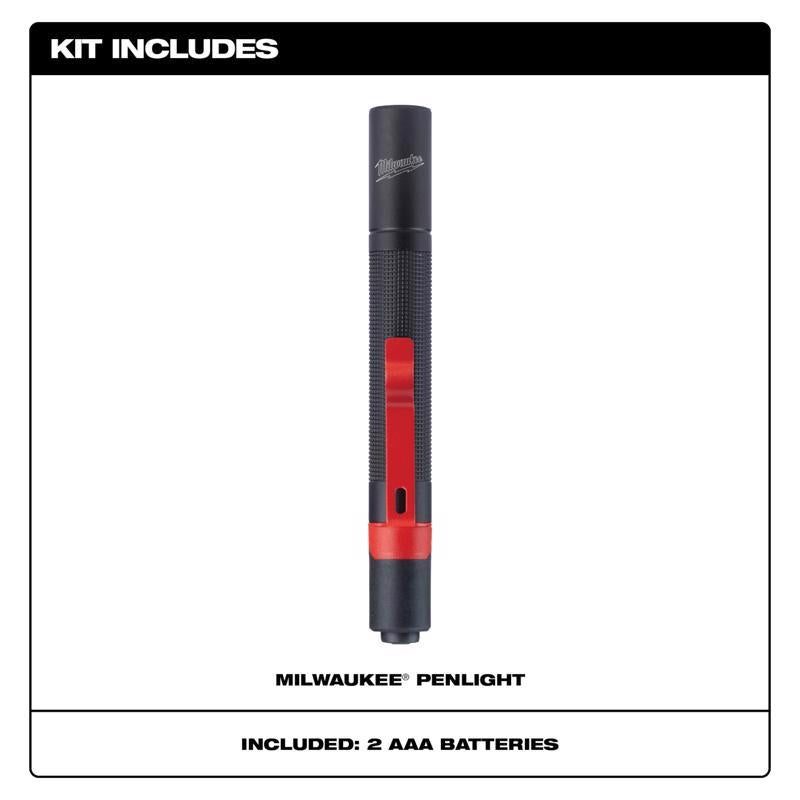 Milwaukee TRUEVIEW 100 lm Black/Red LED Pen Light AAA Battery