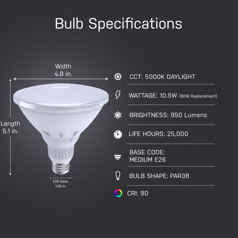 Feit Intellibulb PAR38 E26 (Medium) LED Bulb Daylight 90 Watt Equivalence 1 pk