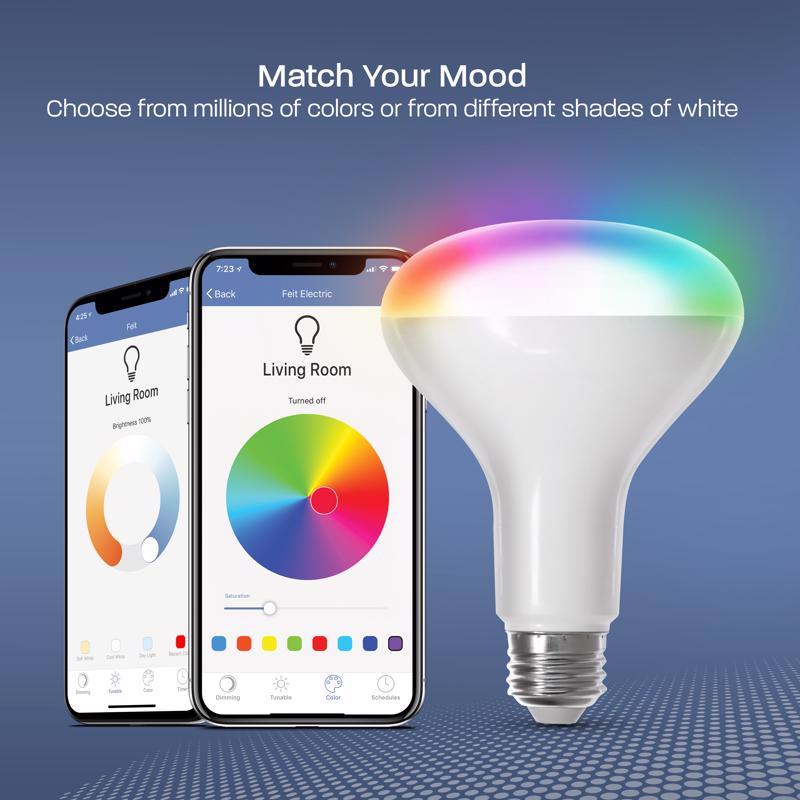 Feit Smart Home BR30 E26 (Medium) Smart-Enabled LED Bulb Color Changing 65 Watt Equivalence 1 pk