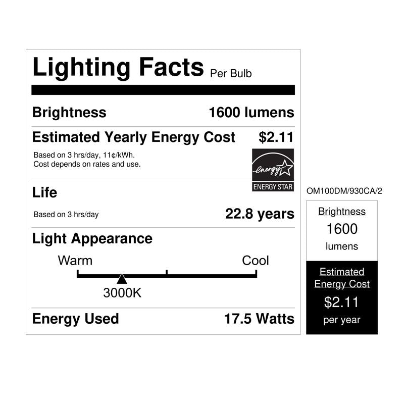 Feit Enhance A19 E26 (Medium) LED Bulb Bright White 100 Watt Equivalence 2 pk