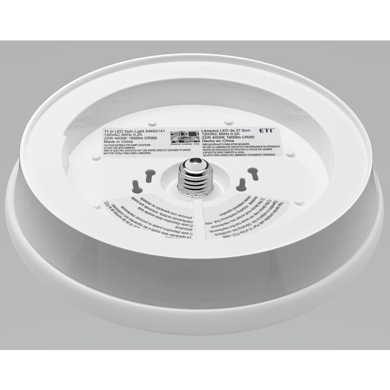 ETI Spin Light 4.2 in. H X 11 in. W X 11 in. L White LED Ceiling Spin Light