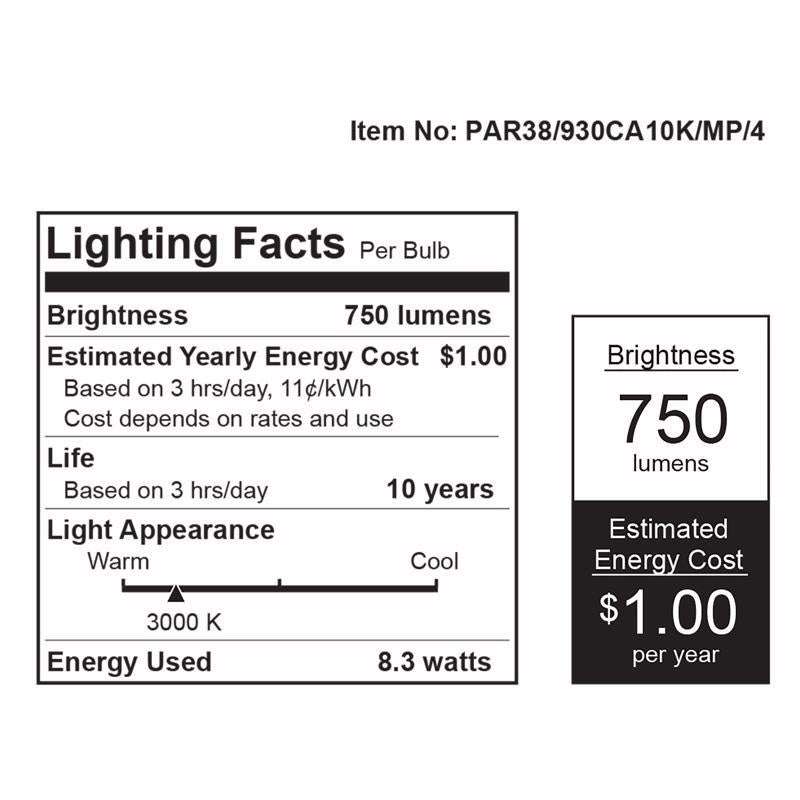 Feit Enhance PAR38 E26 (Medium) LED Bulb Bright White 75 Watt Equivalence 4 pk